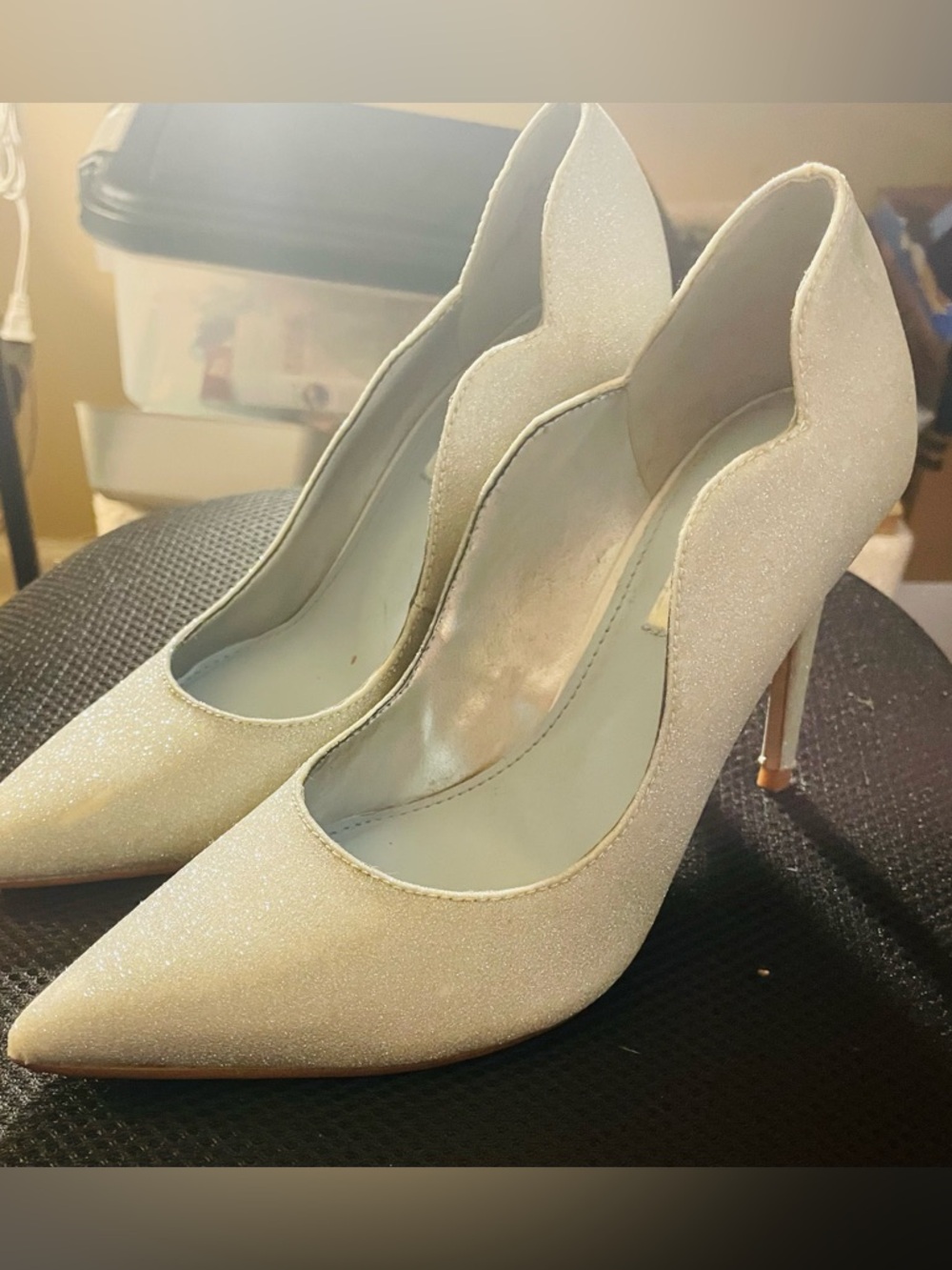 Nine West Sparkle Cream Pointed-Toe Pumps - Picture 5 of 7